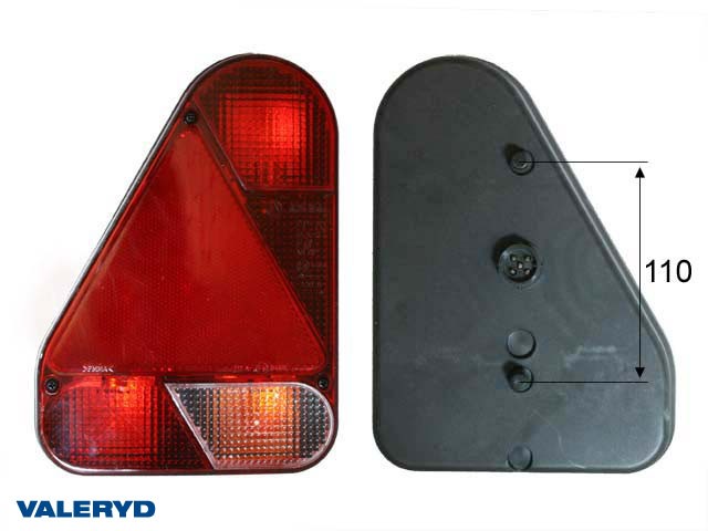 Baklampa Ajba Ear Vänster L160xB220xH54 m triangelreflex. Bajonettanslutning