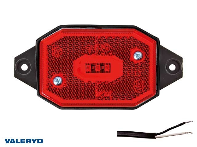 LED Positionsljus Valeryd 96x42x33 röd med fäste CC=86mm, 12-30V inkl. 450mm kab