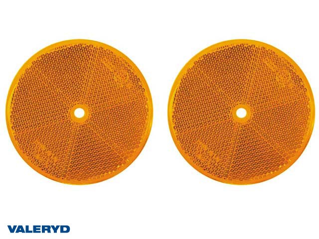 Rund reflex 80 mm gul skruvhål (2-pack)