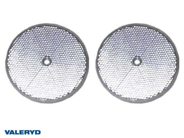 Rund reflex 80 mm vit självhäftande och skruvhål (2-pack)