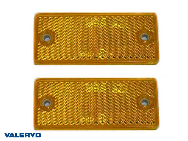 Rektangulär reflex 90*40 gul skruvhål (2-pack)