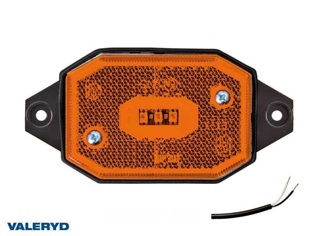 LED Sidemarkeringslykt 65x42x30mm gul med feste CC=86mm, 12-30V inkl. 450mm kabe