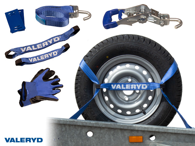 Spännbandset Hjulsurrning 38mm x 3m 1500Kg (daN) med Handskar