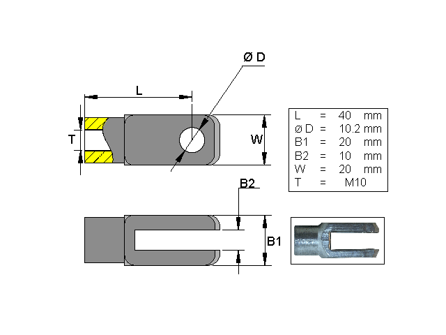 Gaffelhuvud L=40 M10