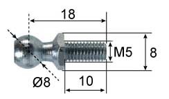 Kulebolt Ø8 L=18 M5