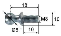 Kulebolt Ø8 L=18 M8