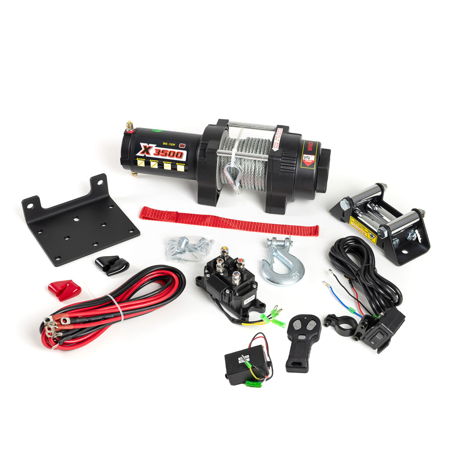 ATV Vinssi 12v 1588KG - 3500LBS Teräsvaijeri - Kaukosäädin