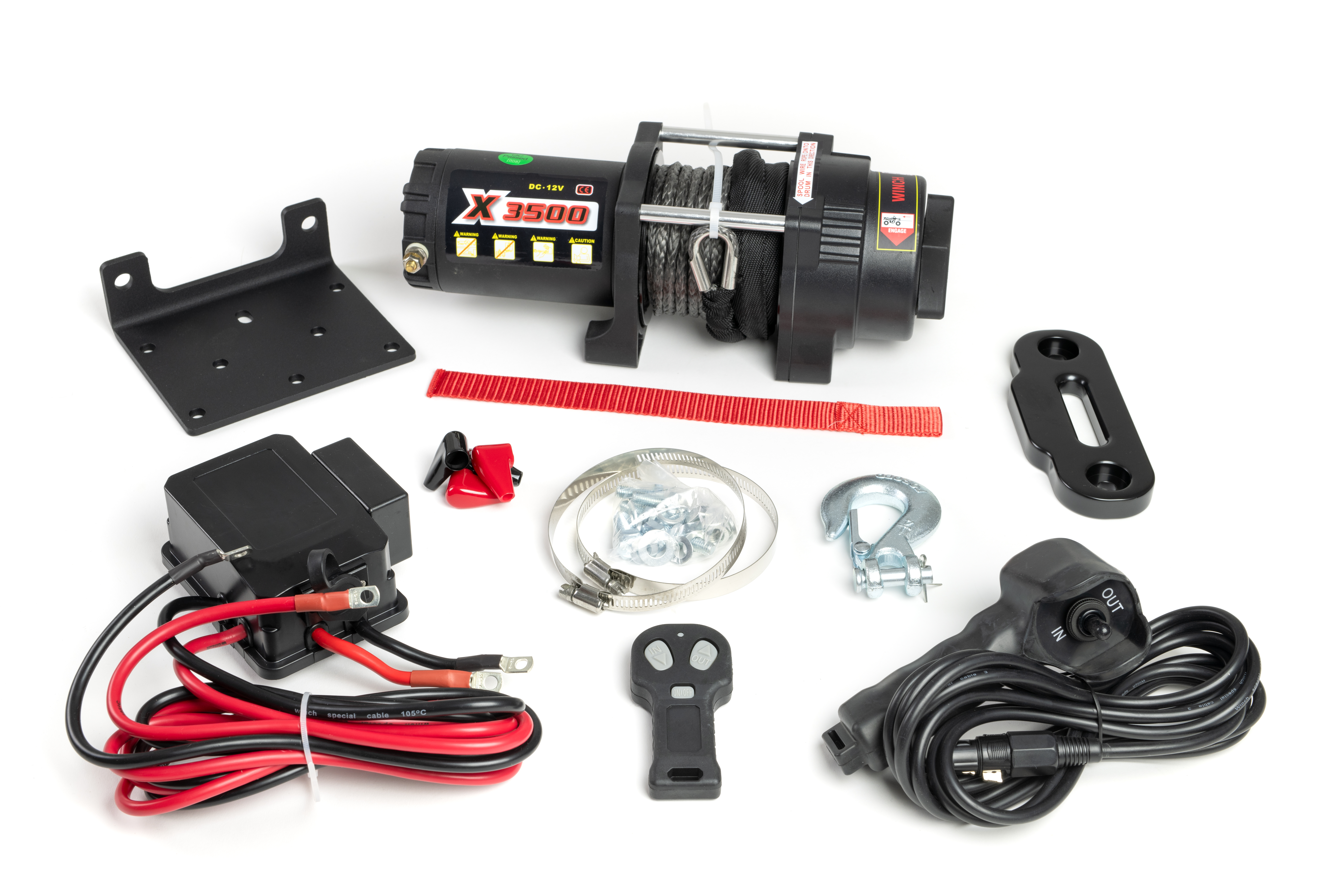 Kärry/työvälinevinssi 12v 1588KG - 3500LBS synteettinen köysi