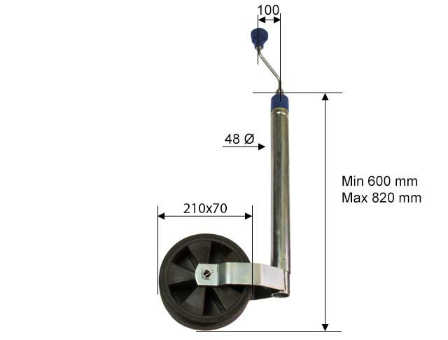 Stödhjul med våg 48mm Fullgummihjul 225x65mm viktindikator